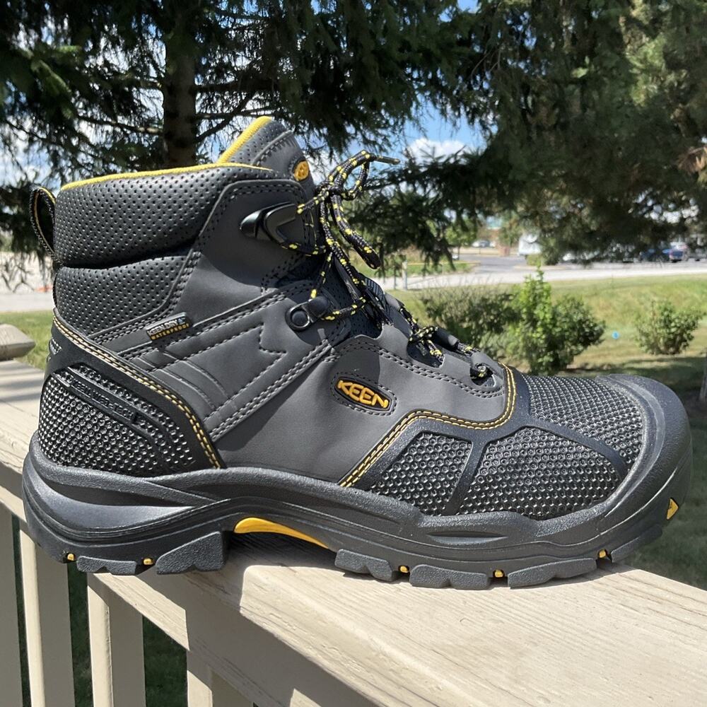 KEEN Utility Work Boots Men 12 Steel Toe Waterproof Gray Yellow EH ASTM USA made